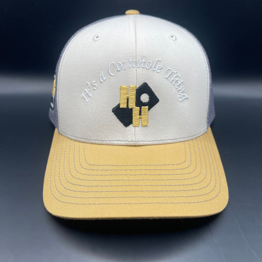 It's a Cornhole Thing Richardson Hat | Beige/Charcoal/Gold