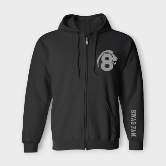 Lion 8 Full Zip Hooded Sweatshirt | Black